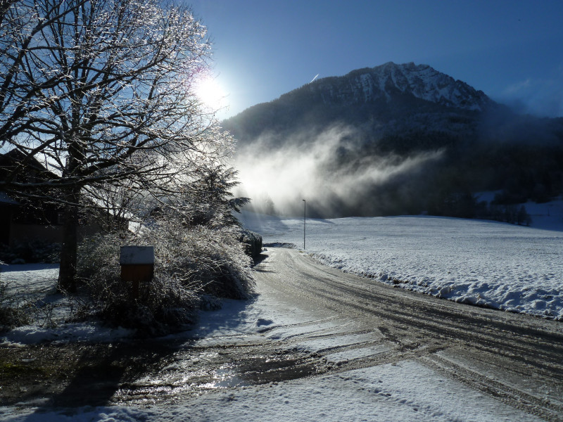 Vue depuis le gîte en hiver